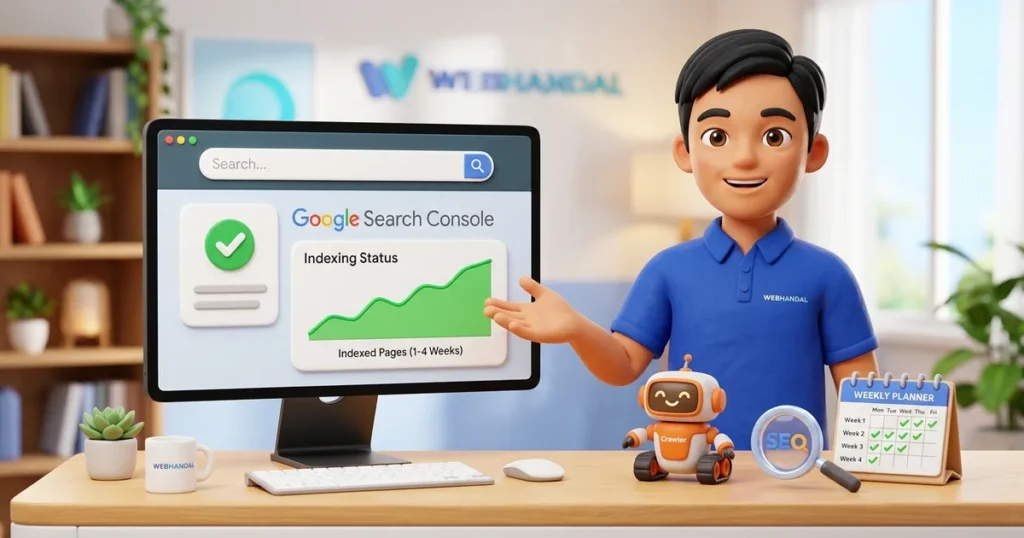 Berapa lama website muncul di Google: penjelasan timeline pengindeksan Search Console oleh Handi Webhandal