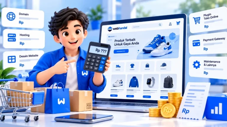 Rincian biaya dan harga website toko online 2026: Handi menghitung komponen domain, hosting, dan fitur toko online Webhandal