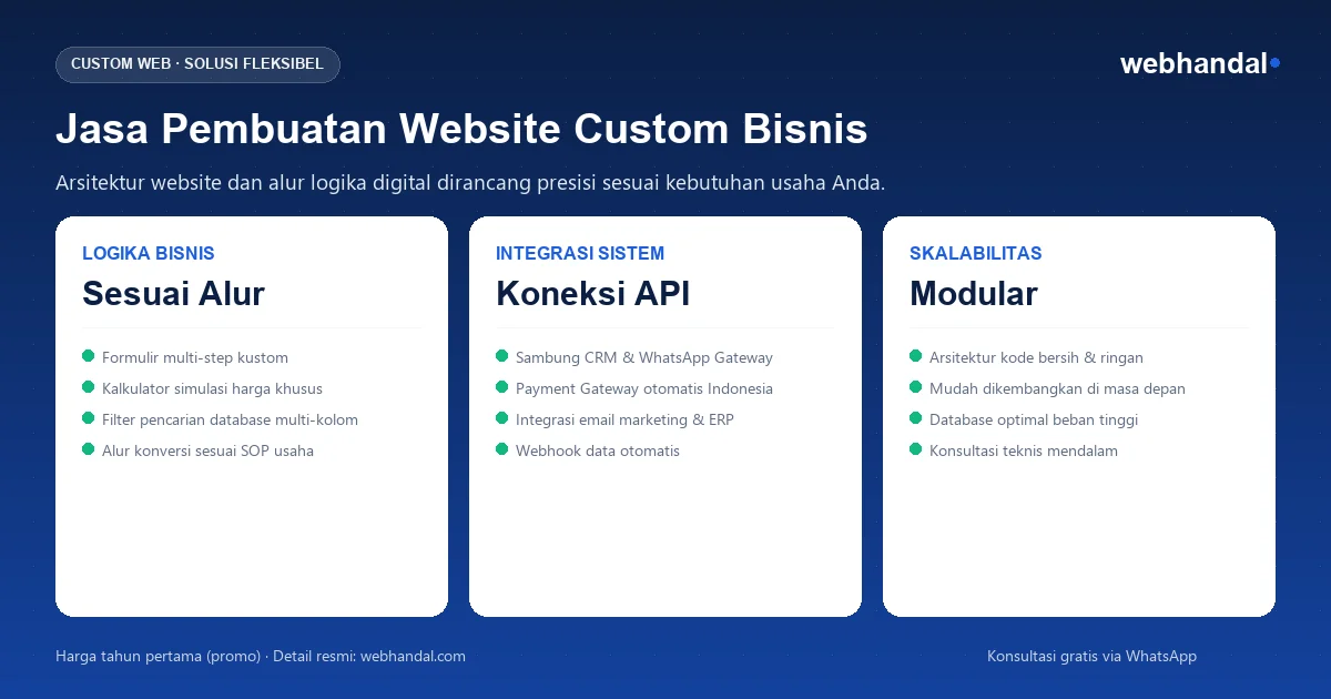 Infografis Jasa Pembuatan Website Custom Webhandal