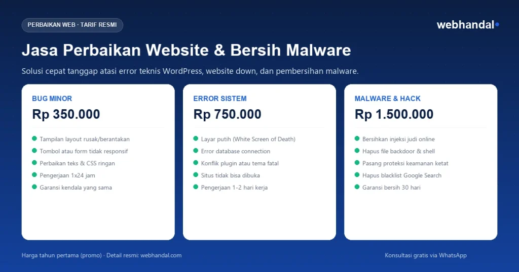 Infografis Jasa Perbaikan Website Error Webhandal