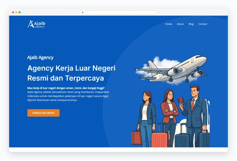 Tampilan website Ajaib Agency Kerja Luar Negeri