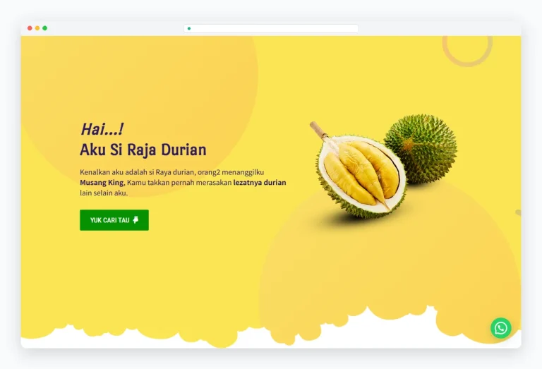 Tampilan website Durian Musangking Lover