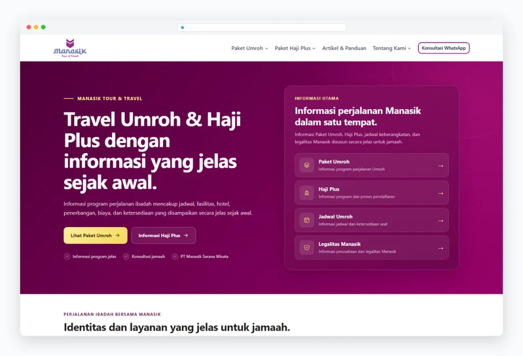 Website Biro Perjalanan Umroh Manasik Tour Travel