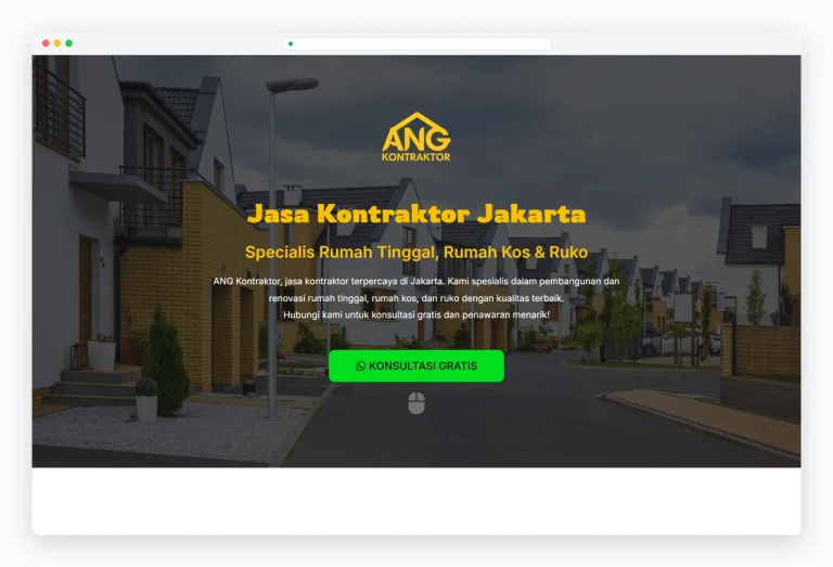 Tampilan website Ang Kontraktor Jakarta