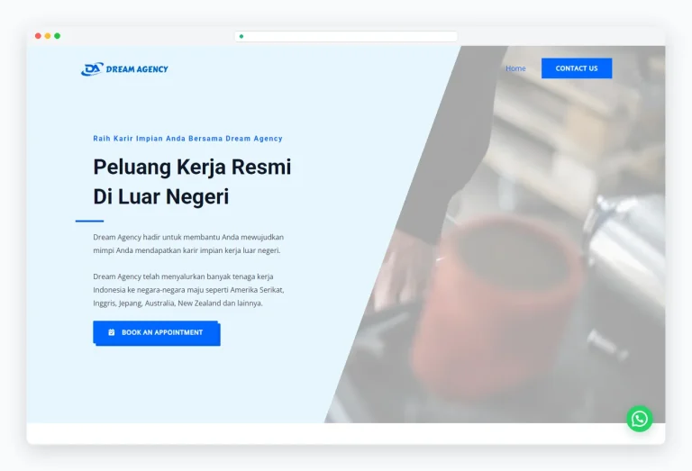 Tampilan website Job Impian Luar Negeri