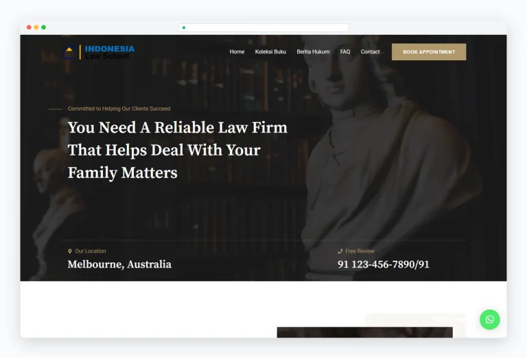 Tampilan website Indonesia Law School