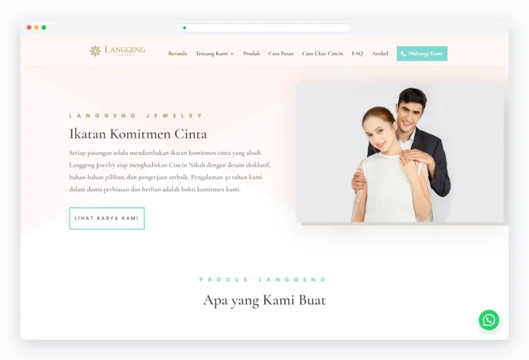 Tampilan website Langgeng Jewelry