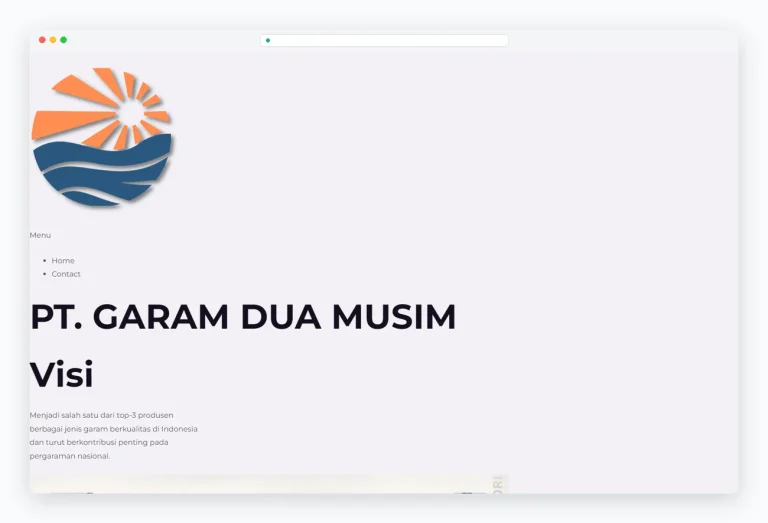 Tampilan website Garam Dua Musim