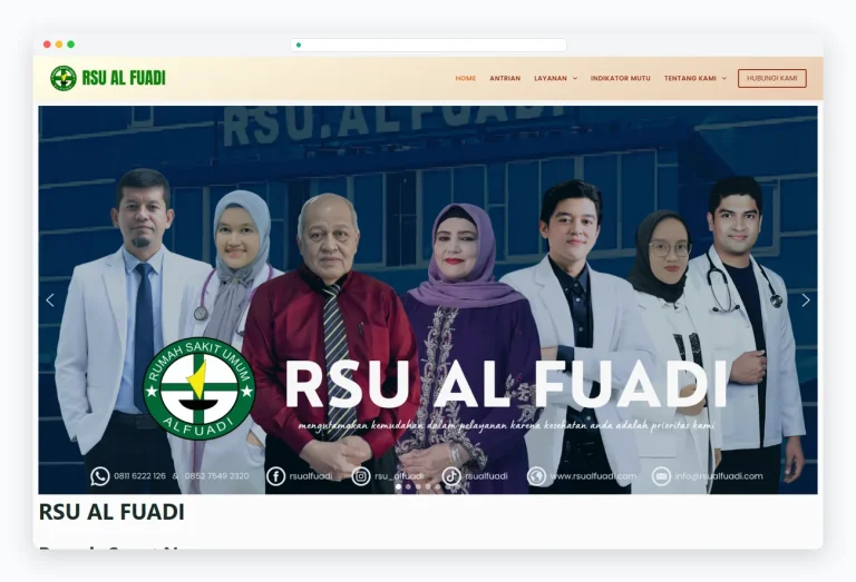Tampilan website Rumah Sakit RSU Al Fuadi