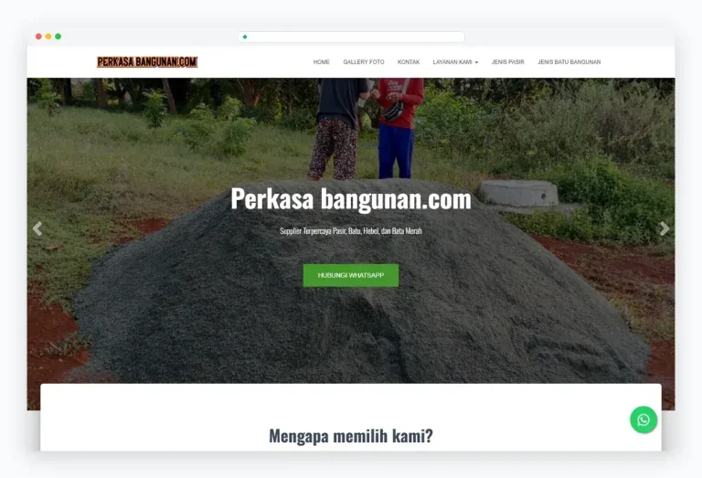 Tampilan website Perkasa Bangunan