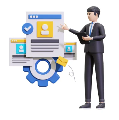 Ilustrasi tim developer jasa website Webhandal